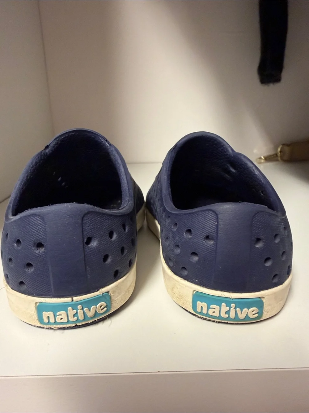 Native Unisex Slip-On Sneakers in Navy with White Toe Size 8